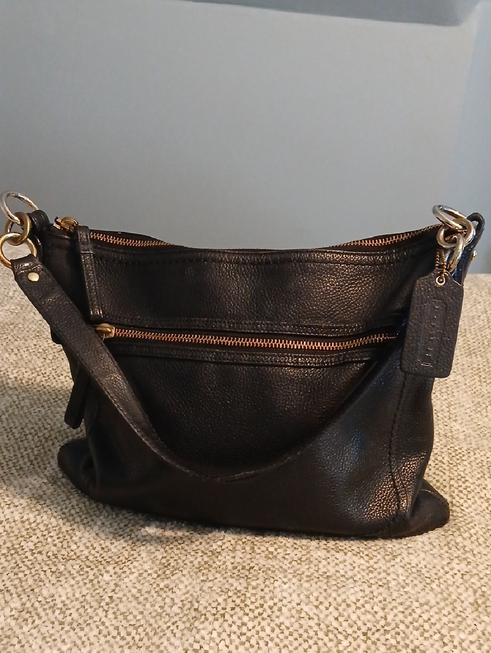 Pebble Leather Coach Black Bag